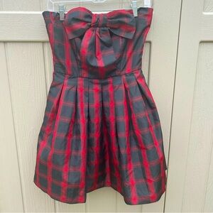 Retro Doll Red and Black Buffalo Plaid Bow Dress. Size M